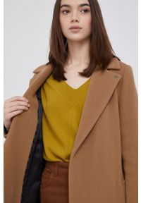 Calvin Klein Płaszcz wełniany kolor brązowy przejściowy. Okazja: na co dzień. Kolor: brązowy. Materiał: wełna. Wzór: gładki. Styl: casual, klasyczny #3