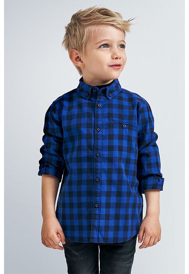 Mayoral - Koszula dziecięca. Okazja: na co dzień. Kolor: niebieski. Materiał: tkanina. Długość rękawa: długi rękaw. Długość: długie. Styl: casual