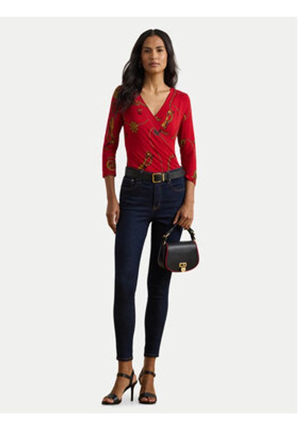 Lauren Ralph Lauren - LAUREN RALPH LAUREN Bluzka 200957611001 Czerwony Slim Fit. Kolor: czerwony. Materiał: wiskoza