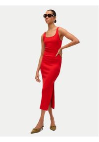 Vero Moda Sukienka codzienna Chloe 10325601 Czerwony Slim Fit. Okazja: na co dzień. Kolor: czerwony. Materiał: bawełna. Typ sukienki: proste. Styl: casual
