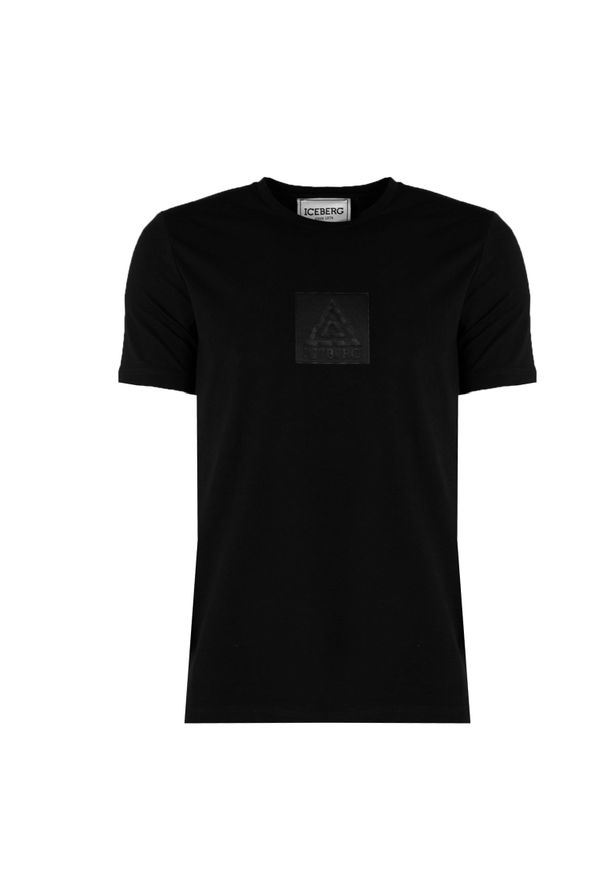 Iceberg T-Shirt "C-Neck" | F020639A | Mężczyzna | Czarny. Okazja: na co dzień. Kolor: czarny. Materiał: bawełna, elastan. Wzór: nadruk. Styl: elegancki, casual