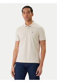 Calvin Klein Jeans Polo LV040EM269 Beżowy Regular Fit. Typ kołnierza: polo. Kolor: beżowy. Materiał: bawełna #1