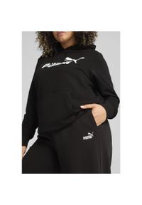 Puma - Damskie spodnie z prostymi nogawkami i małym logo No. 1 ESS Comfort PUMA Black. Kolor: wielokolorowy, czarny. Wzór: haft