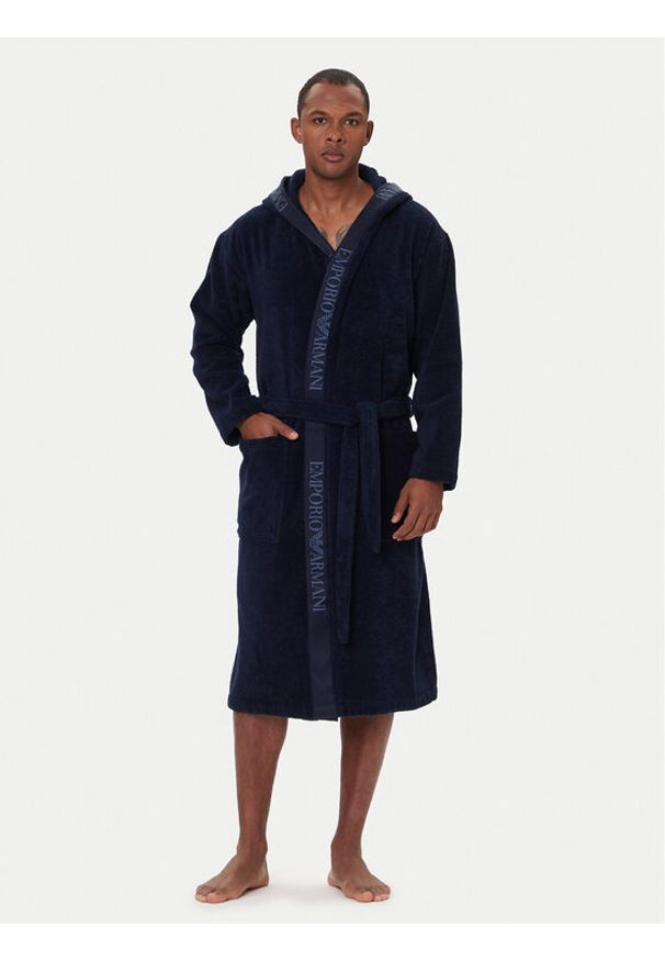 Emporio Armani Underwear Szlafrok EM002255 AF14986 UB102 Granatowy. Kolor: niebieski. Materiał: bawełna