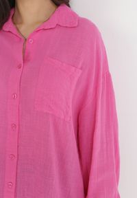Born2be - Różowa Koszula Nysheleia. Okazja: na plażę. Kolor: różowy. Materiał: jeans, bawełna, materiał. Długość: długie. Sezon: lato #2