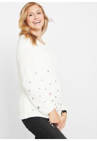 bonprix - Sweter ciążowy. Kolekcja: moda ciążowa. Kolor: biały. Materiał: materiał, bawełna