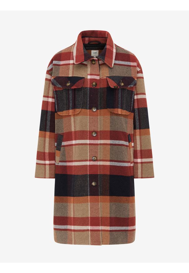 Lee - LEE WOOL COAT DAMSKIE PŁASZCZ W KRATĘ SKY CAPTAIN L57KSVHY 112113168