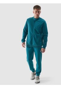 4f - Spodnie dresowe joggery męskie - morska zieleń. Kolor: turkusowy. Materiał: dresówka. Wzór: jednolity, ze splotem, gładki