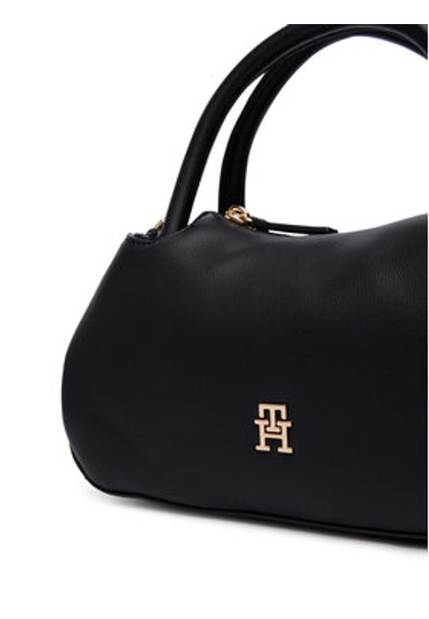 TOMMY HILFIGER - Tommy Hilfiger Torebka Th Logotape Mini Satchel AW0AW18743 Czarny. Kolor: czarny. Materiał: skórzane