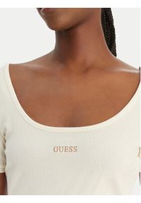 Guess T-Shirt V6GP04 K2969 Écru Slim Fit. Kolor: kremowy. Materiał: lyocell #2