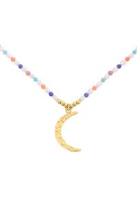 MOKOBELLE - Choker z perełek i kamieni naturalnych z półksiężycem. Materiał: złote, srebrne. Kolor: biały. Wzór: aplikacja. Kamień szlachetny: sodalit, perła #3