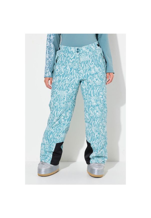 ULLA POPKEN - Damskie Spodnie narciarskie wodoodporny regulowane zapięcie na rzep z recyklingu. Kolekcja: plus size. Kolor: zielony. Materiał: poliester, materiał, elastan. Sezon: zima. Sport: narciarstwo