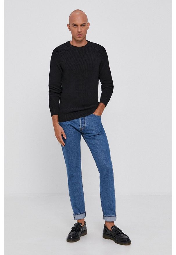 Selected Homme Sweter męski kolor czarny. Okazja: na co dzień. Kolor: czarny. Materiał: bawełna, materiał. Długość rękawa: długi rękaw. Długość: długie. Styl: casual