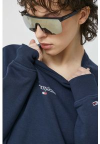 Tommy Jeans bluza damska kolor granatowy z nadrukiem. Kolor: niebieski. Materiał: bawełna, dzianina. Wzór: nadruk #5