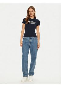 Tommy Jeans T-Shirt Essential DW0DW19447 Granatowy Slim Fit. Kolor: niebieski. Materiał: bawełna #5