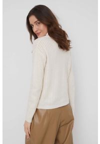 JDY sweter z domieszką wełny damski kolor beżowy. Kolor: beżowy. Materiał: wełna. Długość rękawa: długi rękaw. Długość: długie. Wzór: gładki, ze splotem #3