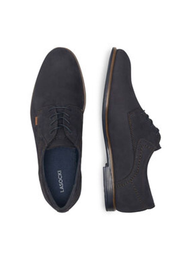 Lasocki Półbuty BRAZIL-35 MB Granatowy. Kolor: niebieski. Materiał: nubuk, skóra