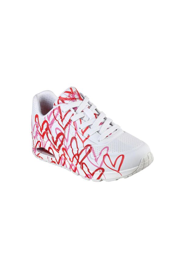 skechers - Buty sportowe damskie Skechers Uno spread The Love. Zapięcie: sznurówki. Kolor: biały. Materiał: materiał, syntetyk, tkanina. Szerokość cholewki: normalna. Model: Skechers Sport. Sport: turystyka piesza