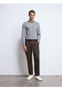 Reserved - Longsleeve z bawełny merceryzowanej - jasnoszary. Kolor: szary. Materiał: bawełna. Długość rękawa: długi rękaw