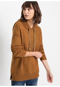 bonprix - Sweter oversize. Typ kołnierza: kaptur. Kolor: brązowy. Długość rękawa: długi rękaw. Długość: długie #1