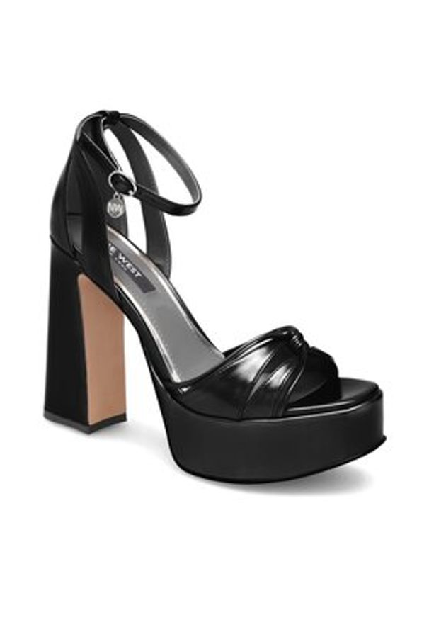 Nine West Sandały Aahida ZL23002CC Czarny. Kolor: czarny. Materiał: skóra