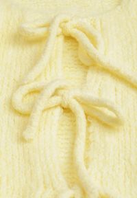 Renee - Żółty Kardigan z Wełną o Kroju Oversize z Wiązanymi Kokardami Elearina. Okazja: na co dzień. Typ kołnierza: kokarda. Kolor: żółty. Materiał: wełna. Styl: casual, street, elegancki #3