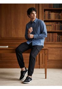 Sinsay - Bawełniana koszula slim fit w kratę - niebieski. Kolor: niebieski. Materiał: bawełna
