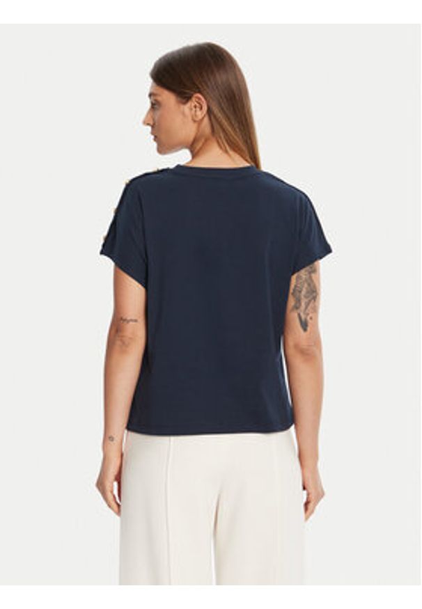 TOMMY HILFIGER - Tommy Hilfiger T-Shirt Gold Button WW0WW47455 Granatowy Regular Fit. Kolor: niebieski. Materiał: bawełna