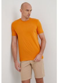 Liu Jo t-shirt męski kolor pomarańczowy gładki. Kolor: pomarańczowy. Materiał: dzianina. Wzór: gładki