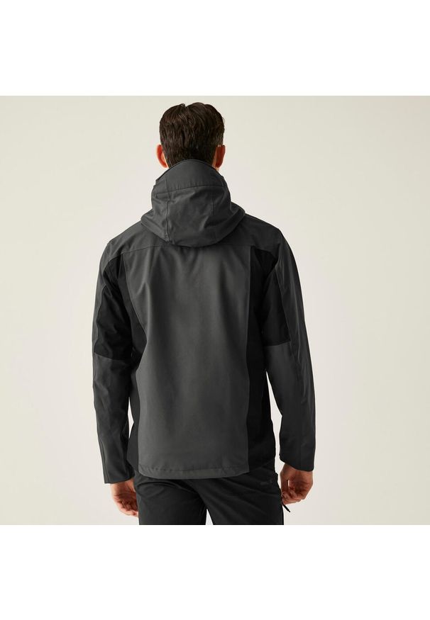 Regatta - Kurtka turystyczna przeciwdeszczowa męska Birchdale wodoodporna. Kolor: szary, wielokolorowy, fioletowy. Materiał: tkanina, poliester. Sport: turystyka piesza