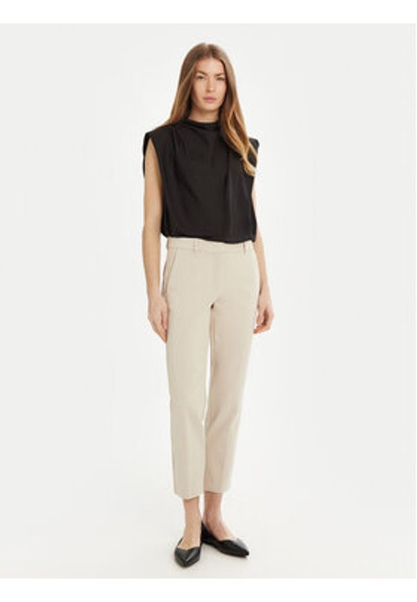 Marella Chinosy Miele 2513131021 Beżowy Slim Fit. Kolor: beżowy. Materiał: syntetyk, bawełna