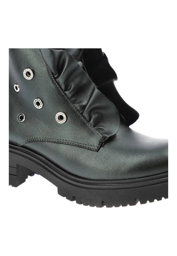 Zielone Botki Armodo Eleganckie Buty Damskie. Kolor: zielony. Materiał: skóra. Szerokość cholewki: normalna. Styl: elegancki