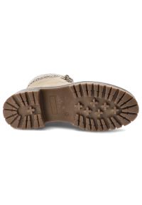 Botki damskie Vinceza, trzewiki na obcasie z eko skóry i zapinane na suwak, beżowe, 87722-BE. Okazja: na spacer, na co dzień. Zapięcie: sznurówki. Kolor: beżowy. Materiał: dzianina, skóra, materiał. Sezon: zima, jesień. Obcas: na obcasie. Styl: casual, elegancki. Wysokość obcasa: średni #4