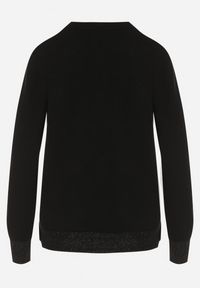 Born2be - Czarny Sweter z Guzikami z Boku Tusiana. Okazja: na co dzień. Kolor: czarny. Materiał: jeans. Styl: casual, klasyczny #6