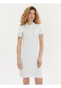 Lacoste Sukienka codzienna EF5473 Biały Slim Fit. Okazja: na co dzień. Kolor: biały. Materiał: bawełna. Typ sukienki: proste. Styl: casual