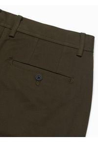 Ombre Clothing - Spodnie męskie chino SLIM FIT z delikatną teksturą - ciemnooliwkowe V4 OM-PACP-0190 - XXL. Kolor: oliwkowy. Materiał: materiał, bawełna #6