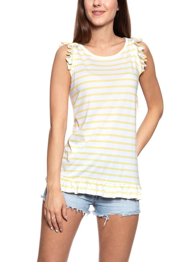 Mustang - MUSTANG BLUZKA DAMSKA Alma C Ruffle 1009470 11704. Długość rękawa: bez rękawów