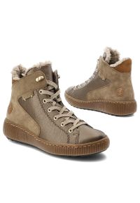 Brązowe Trzewiki Rieker Ocieplane Buty Damskie. Okazja: na co dzień. Zapięcie: sznurówki. Kolor: brązowy. Materiał: skóra. Szerokość cholewki: normalna. Sezon: zima, jesień. Styl: casual, elegancki #9