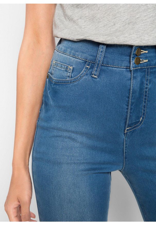 bonprix - Dżinsy o kroju slim fit, z dużą zawartością stretchu, high waist. Stan: podwyższony. Kolor: niebieski