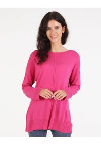 Unisono - GŁADKI SWETER 82101-1 FUXIA. Materiał: akryl. Wzór: gładki