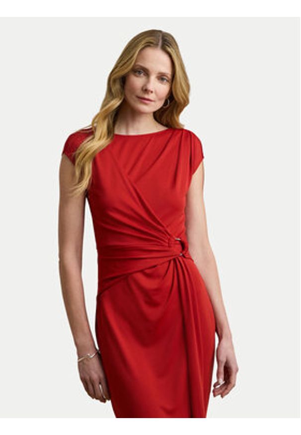 Lauren Ralph Lauren - LAUREN RALPH LAUREN Sukienka koktajlowa 200973601002 Czerwony Slim Fit. Kolor: czerwony. Materiał: syntetyk. Styl: wizytowy