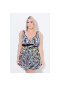 ULLA POPKEN - Damska Sukienka Kąpielowa paw miękkie miseczki podszewka Powermesh. Kolekcja: plus size. Kolor: czarny. Materiał: elastan, poliamid, materiał