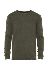 Ochnik - Zielony bawełniany sweter męski. Kolor: zielony. Materiał: bawełna