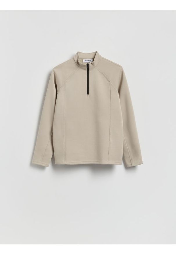 Reserved - Bluza ze stójką - jasnoszary. Kolor: szary. Materiał: dzianina. Wzór: gładki