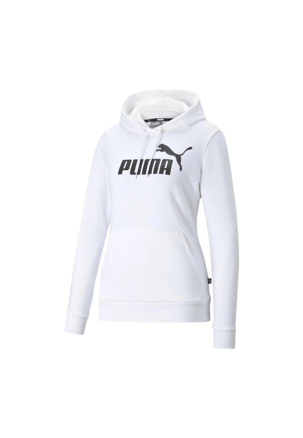 Puma - Damska Bluza Z Kapturem Z Logo Essentials. Typ kołnierza: kaptur. Kolor: biały