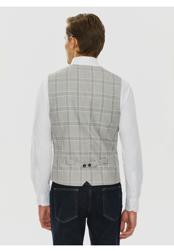 Pako Lorente - PAKO LORENTE – Szara kamizelka jednorzędowa w kratę. Kolor: szary