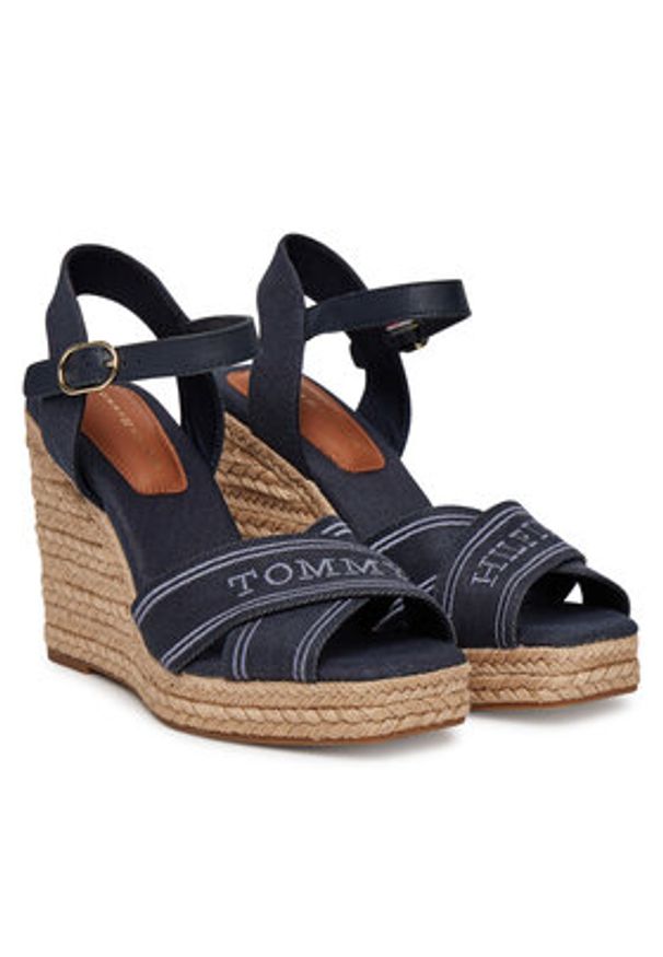TOMMY HILFIGER - Tommy Hilfiger Espadryle Tommy Hilfiger Espad High Wedge FW0FW08668 Granatowy. Kolor: niebieski. Materiał: materiał