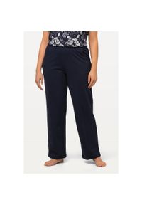 ULLA POPKEN - Damskie Spodnie dresowe prosty krój gumka w pasie. Kolekcja: plus size. Kolor: niebieski. Materiał: bawełna, materiał. Długość: długie #1