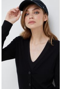 Calvin Klein kardigan wełniany damski kolor czarny lekki. Okazja: na co dzień. Kolor: czarny. Materiał: wełna. Długość rękawa: długi rękaw. Długość: długie. Styl: casual #3