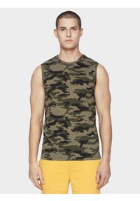 4f - Tank top basic regular gładki męski. Kolor: wielokolorowy, oliwkowy, brązowy. Materiał: jersey, dzianina. Wzór: gładki #1